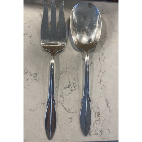 1961 El California Serving Spoon & Fork Set Wm William Rogers Mfg Co. 9" Art Dec - Picture 2 of 16